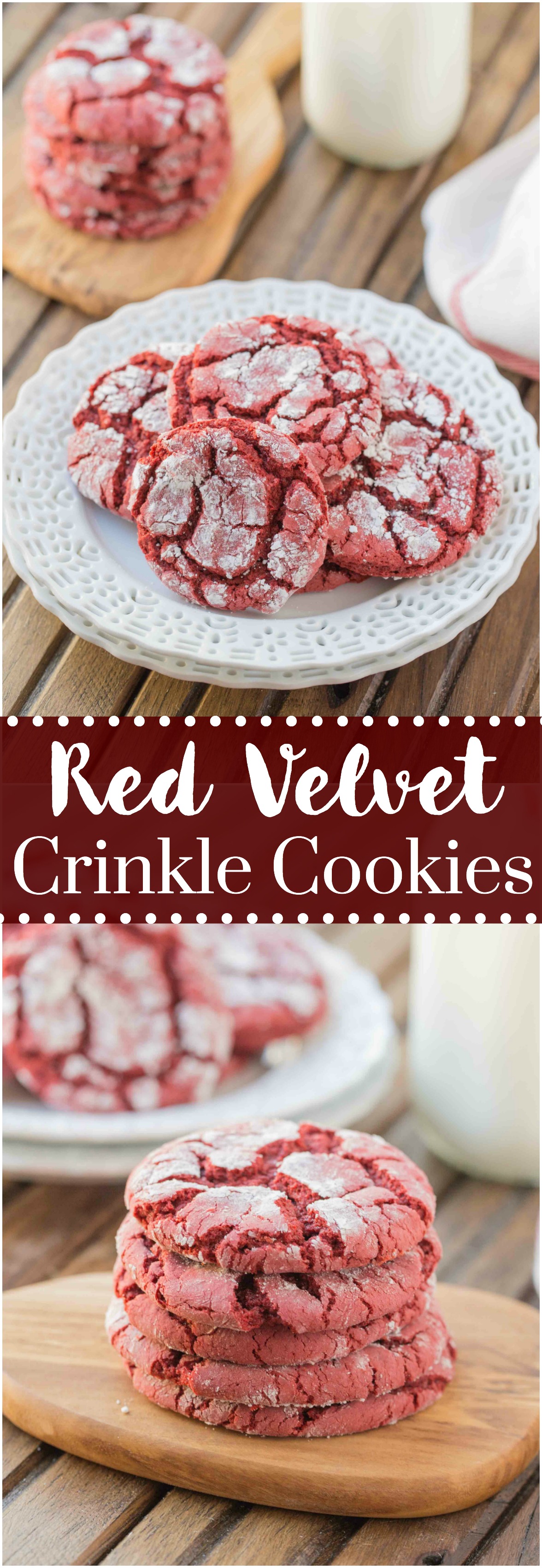 Crunchy around the edges and soft in the center, these Red Velvet Crinkle Cookies can be a great treat for Valentine's Day. You won't believe how easy and good these are!