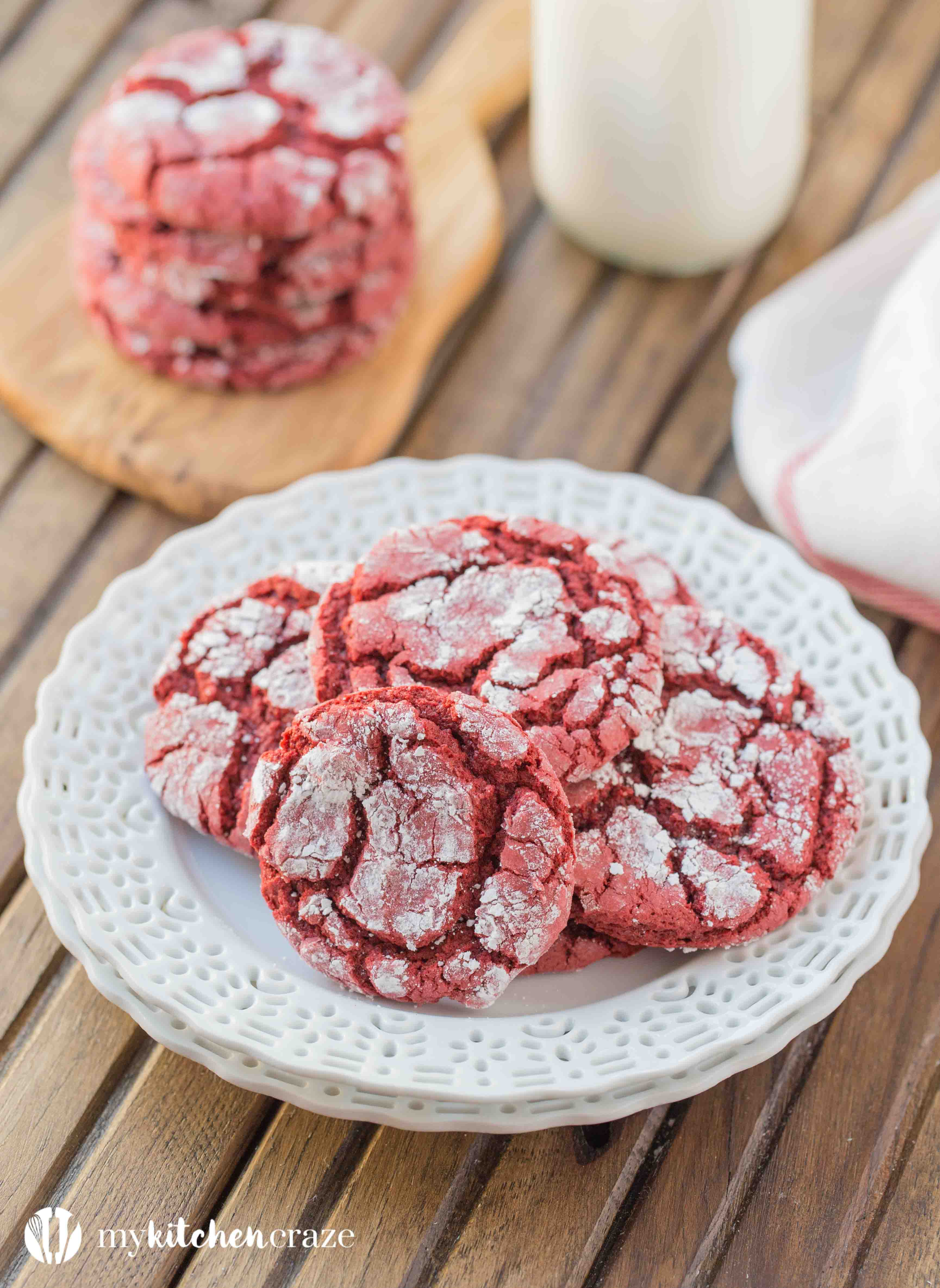 Red Velvet Crinkle Cookies wth a Recipe Video - My Kitchen Craze