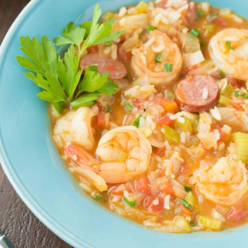 30 Minute Sausage and Shrimp Gumbo is a quicker way to enjoy a delicious classic! This gumbo is packed with delicious flavor, perfect for those busy hectic nights!