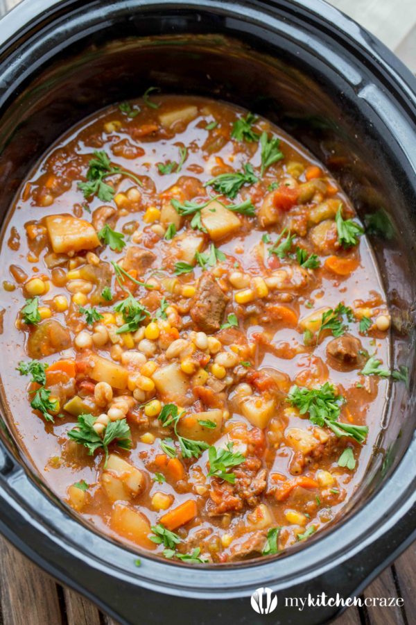 Slow Cooker Beef and Vegetable Soup ~ Easy to make, loaded with hearty