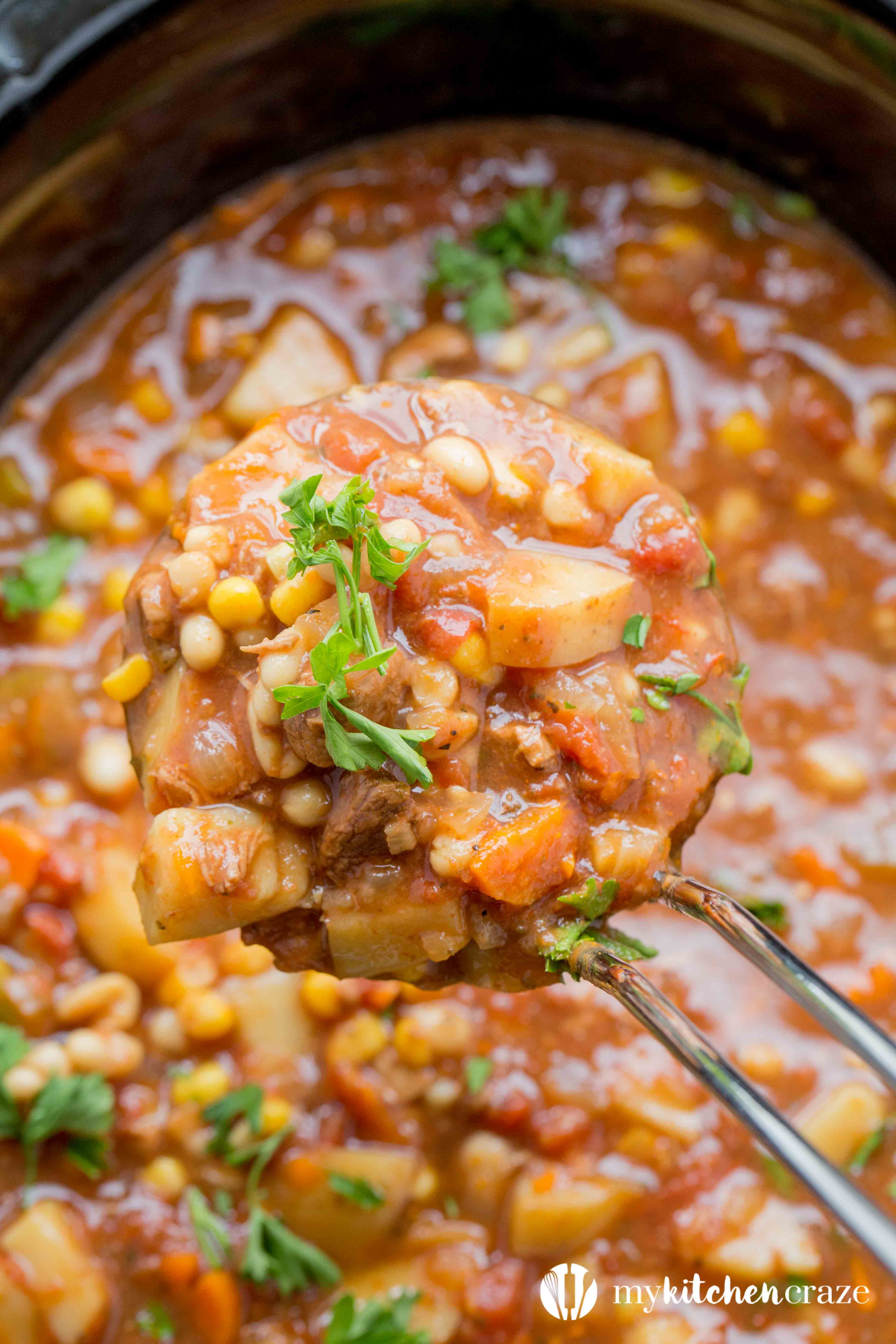 Slow Cooker Beef and Vegetable Soup ~ Easy to make, loaded with hearty vegetables and delicious beef. This is one slow cooker soup you must make this winter. 