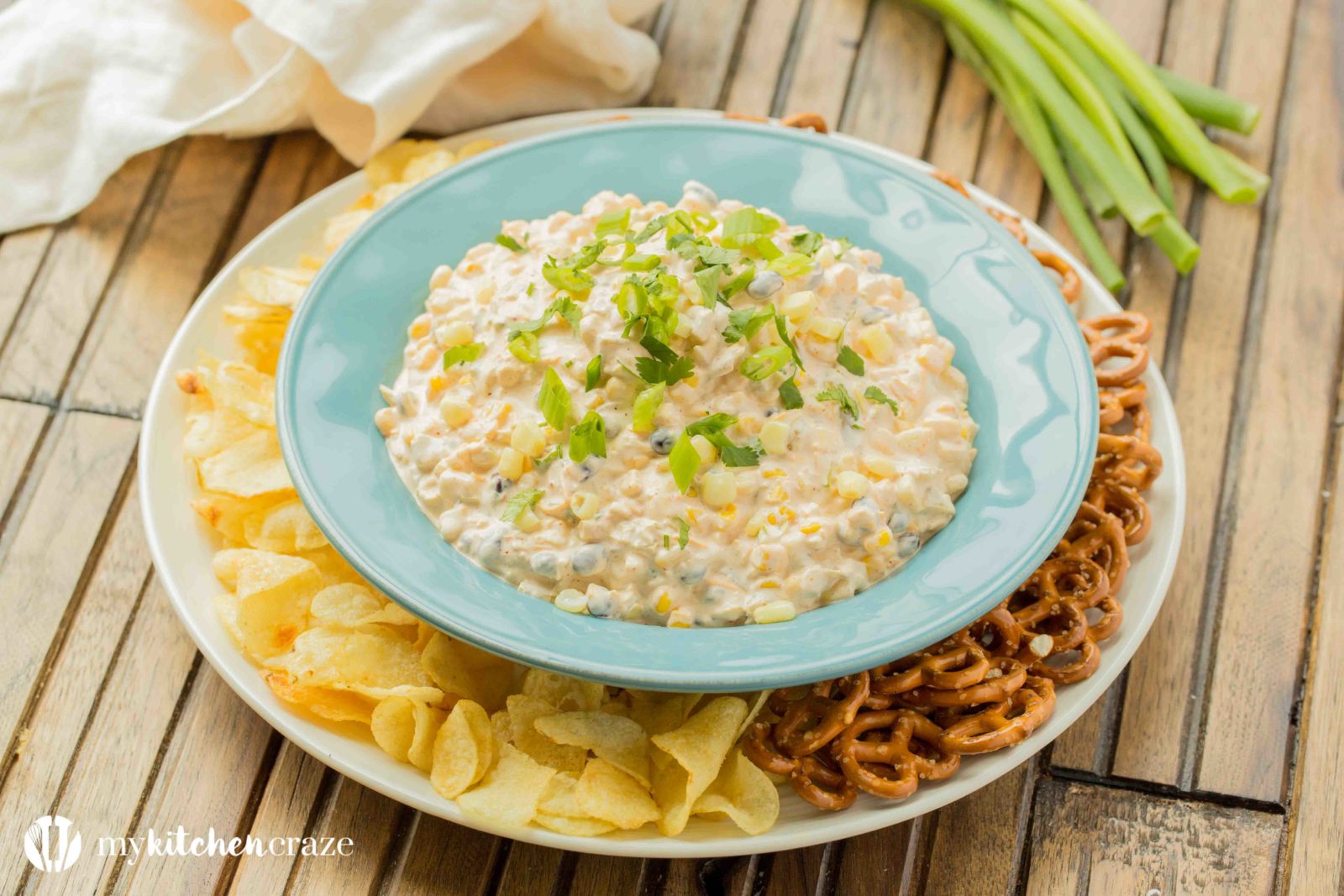 Spicy Corn Dip ~ Loaded with all kinds of yummy ingredients, this dip is perfect for a fun party or family day! Everyone will love this dip!