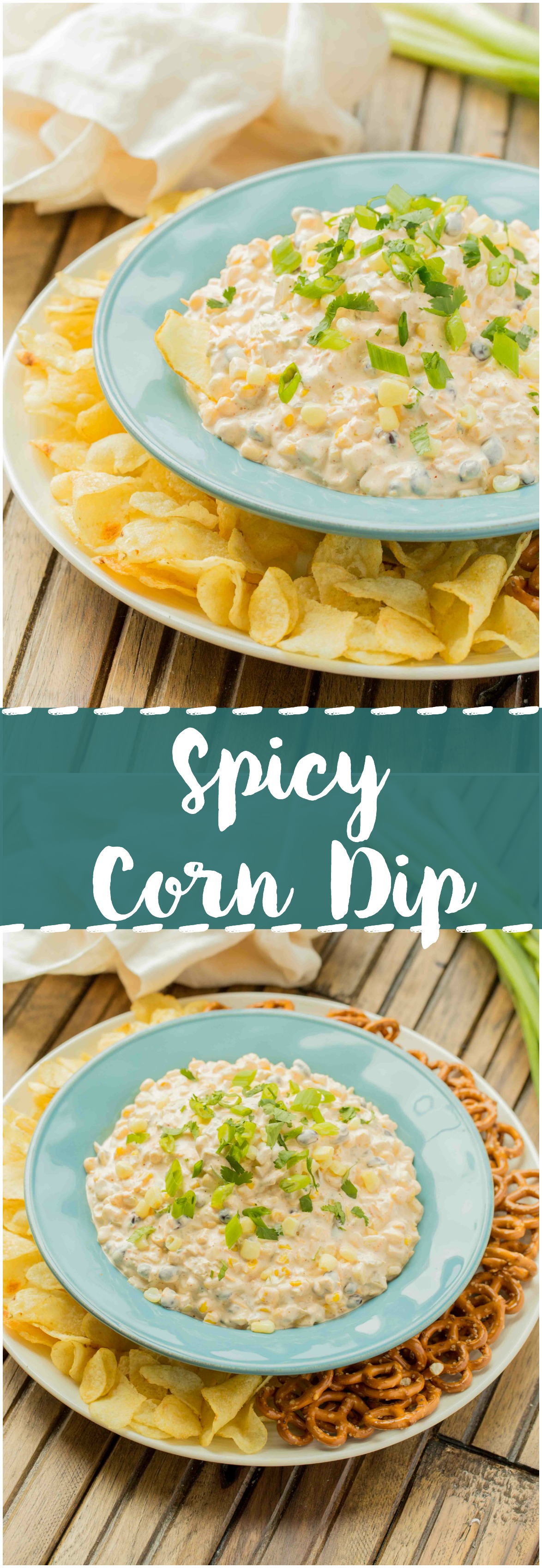 Spicy Corn Dip ~ Loaded with all kinds of yummy ingredients, this dip is perfect for a fun party or family day! Everyone will love this dip!