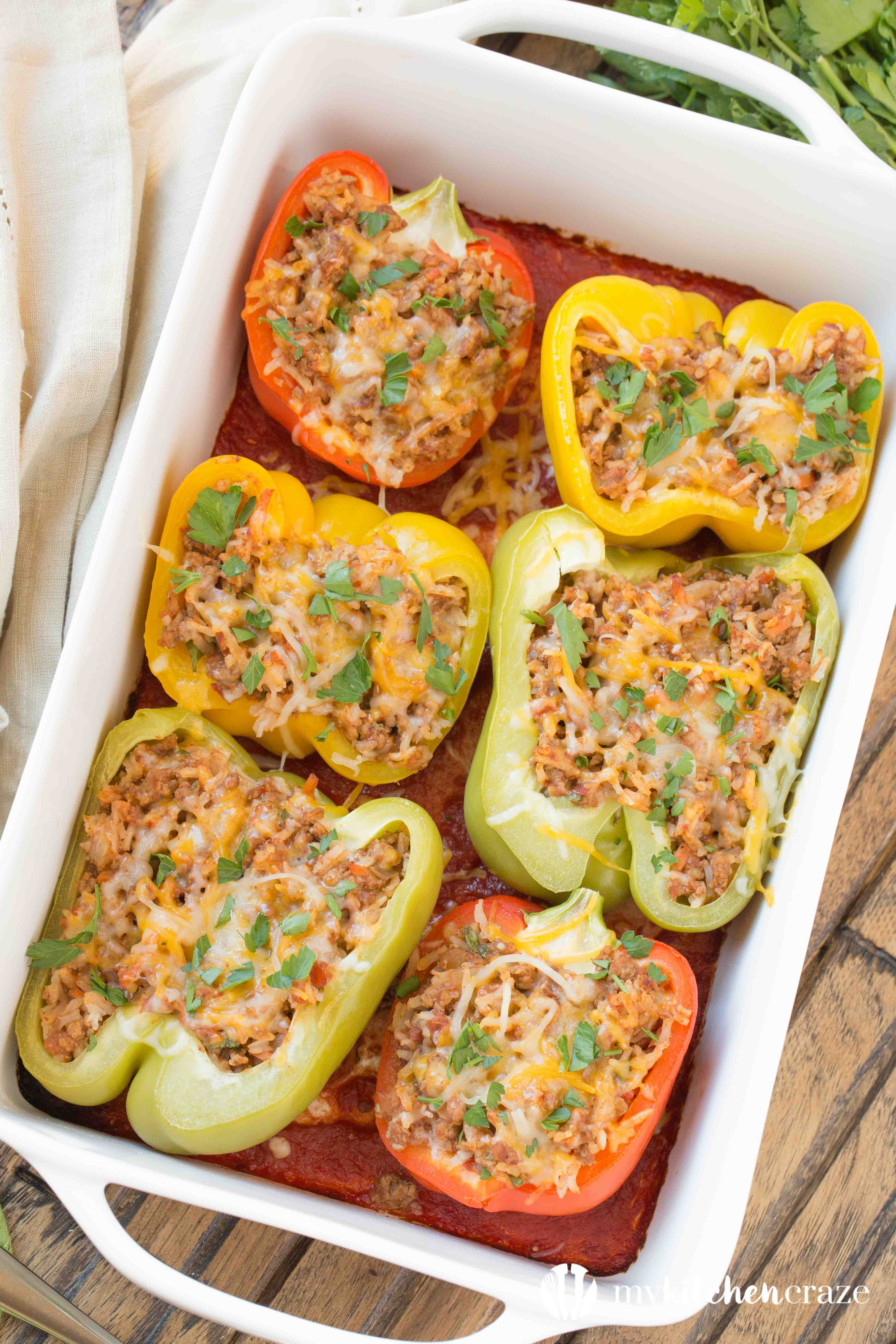 Stuffed Bell Peppers are a healthy and delicious dinner meal. Packed with delicious flavor, even the picky eaters will love them!