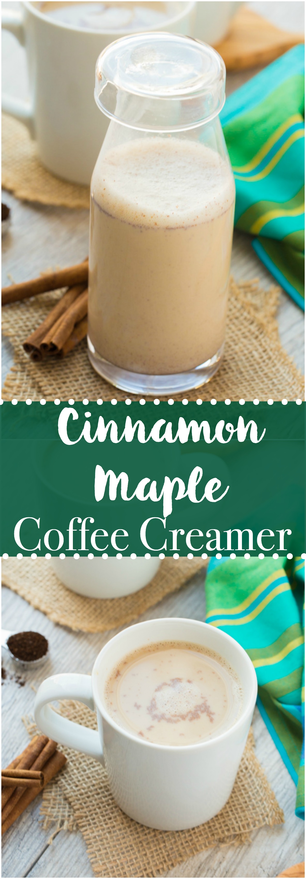 Cinnamon Maple Coffee Creamer is the perfect companion for your morning or afternoon coffee. Made with only 6 ingredients, you can have your very own homemade creamer on hand at all times.