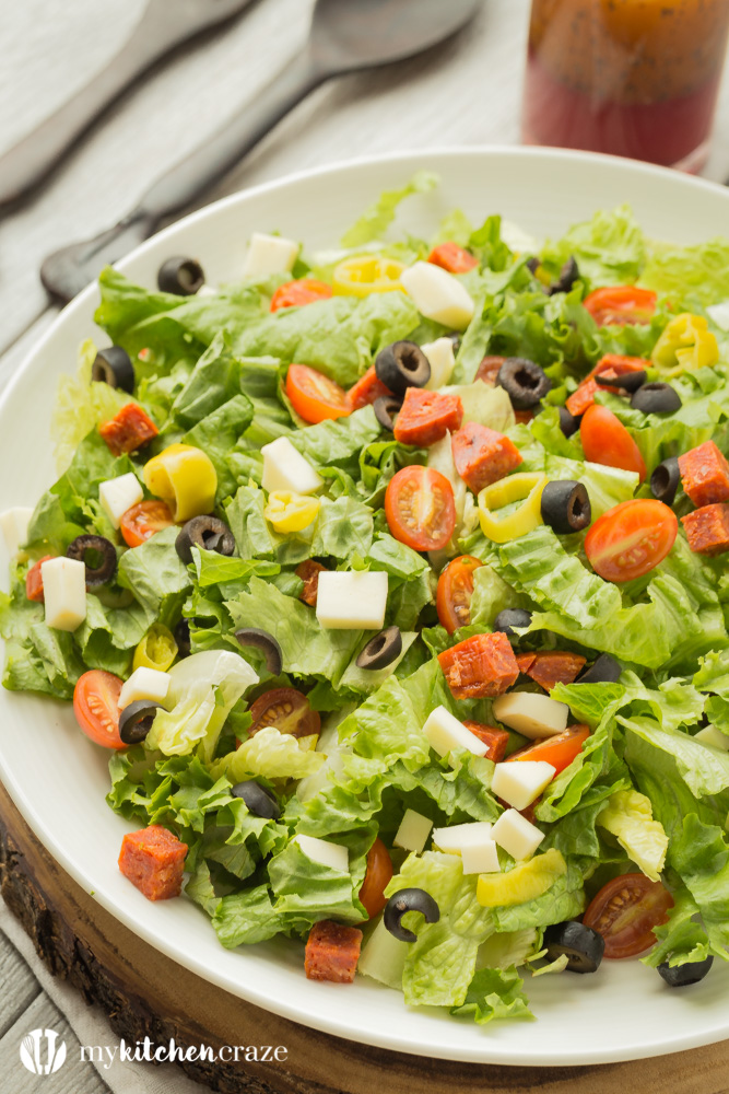 Italian Antipasto Salad ~ loaded with all sorts of flavorful vegetables then topped with a homemade red wine vinaigrette. Perfect as a side dish or grill some chicken, steak or seafood and have it as a main!