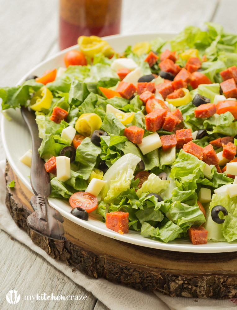 Italian Antipasto Salad ~ loaded with all sorts of flavorful vegetables then topped with a homemade red wine vinaigrette. Perfect as a side dish or grill some chicken, steak or seafood and have it as a main!