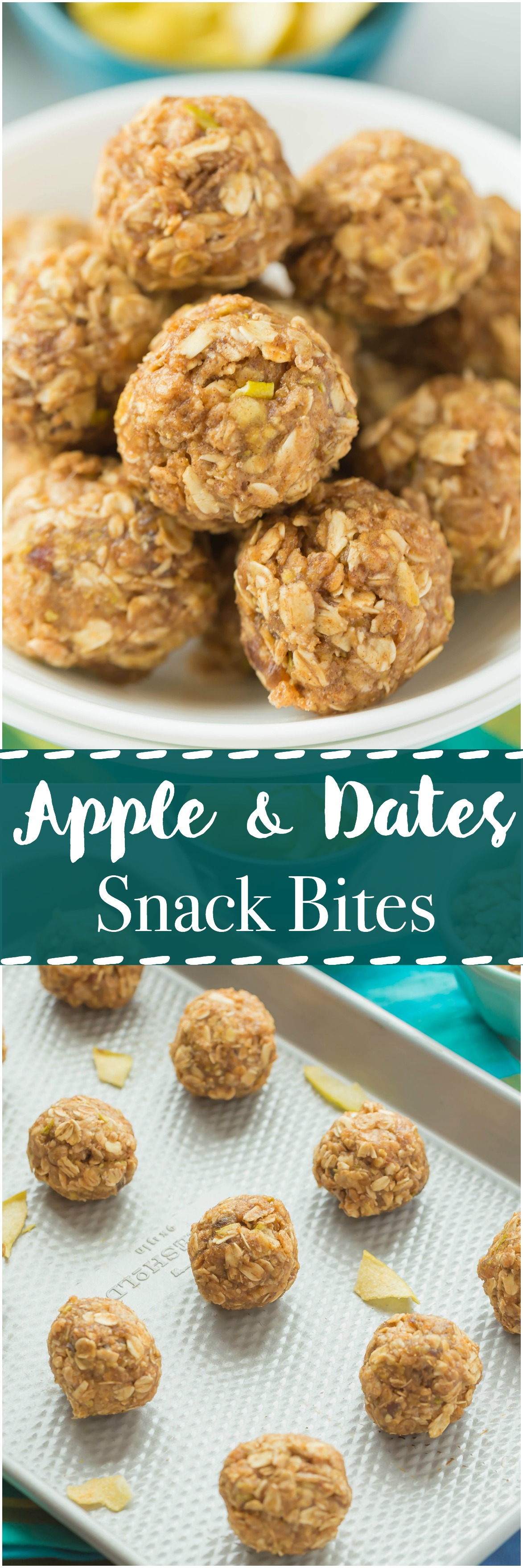 Apple & Dates Snack Bites ~ Packed with apples, dates, Cinnamon Pebbles, oats, and spices, these bite-sized snacks are delicious and will boost your energy to get you through the day.