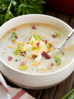 Loaded Potato Soup ~ All the goodness of a baked potato turn into a comforting soup and loaded with all the fixins. Guaranteed to be a winner at the dinner table!