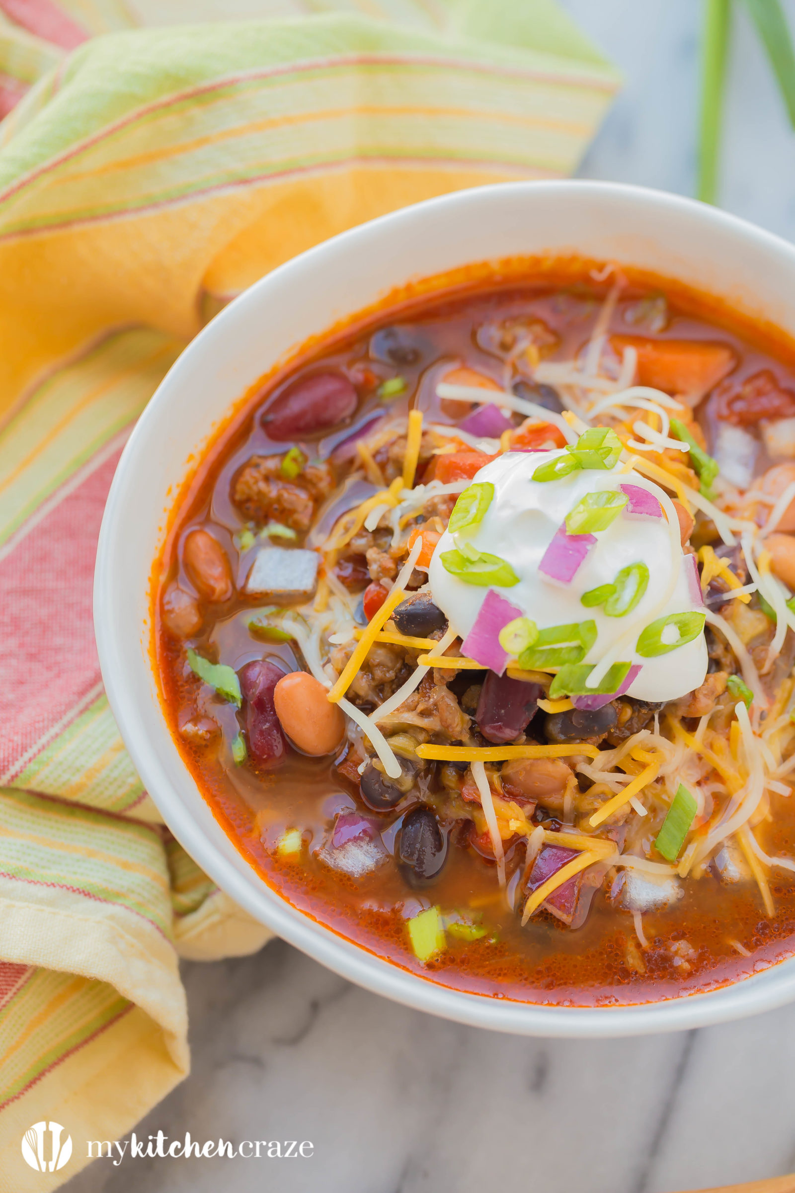 Three Bean Chili is comfort food at it's finest. Loaded with delicious flavor and three different types of beans, this is one soup you can't pass up!