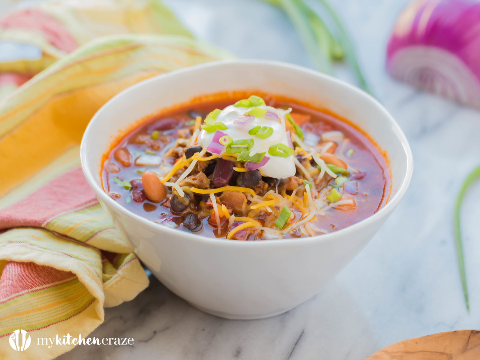 Three Bean Chili is comfort food at it's finest. Loaded with delicious flavor and three different types of beans, this is one soup you can't pass up!