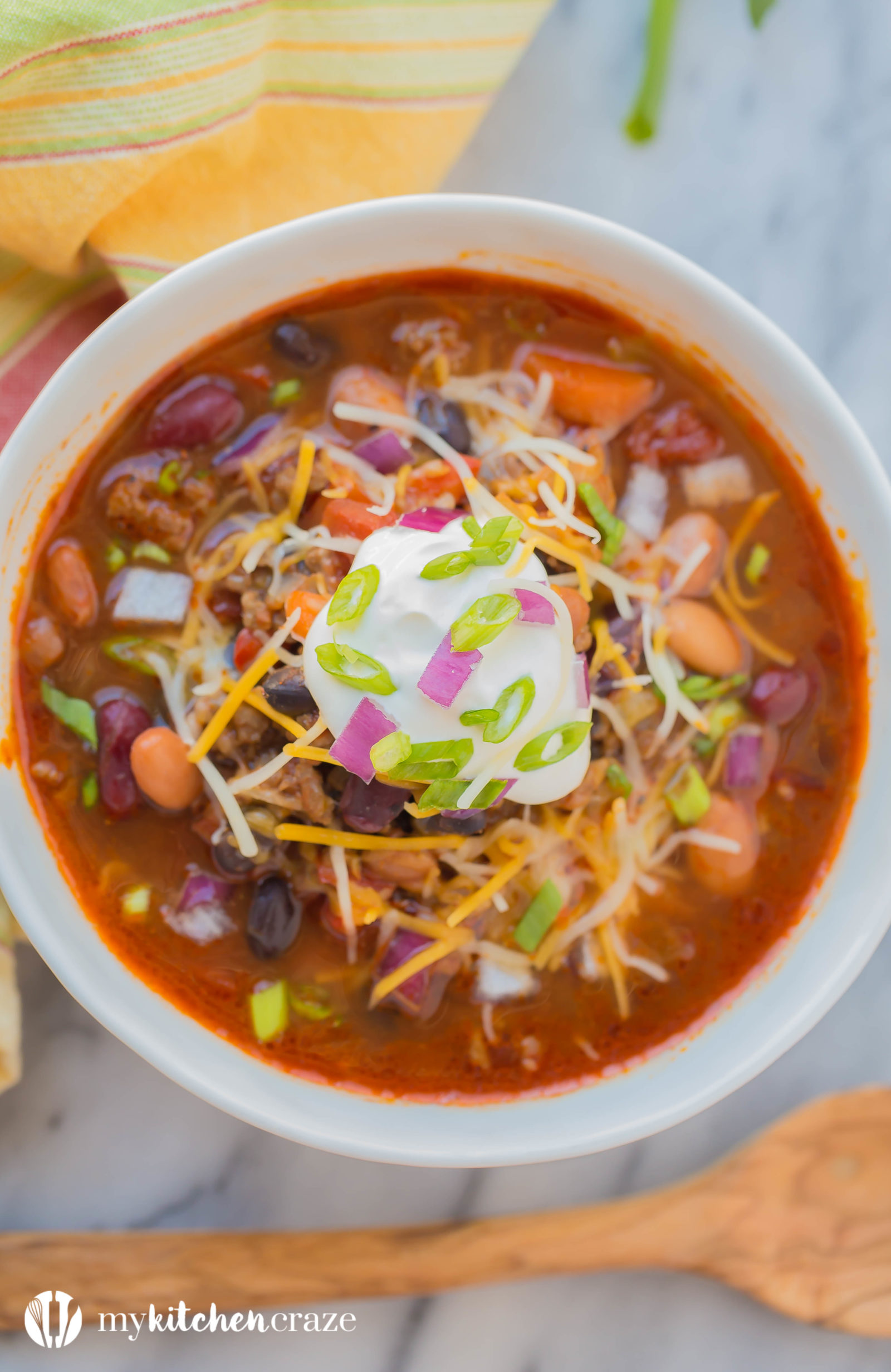 Three Bean Chili is comfort food at it's finest. Loaded with delicious flavor and three different types of beans, this is one soup you can't pass up!