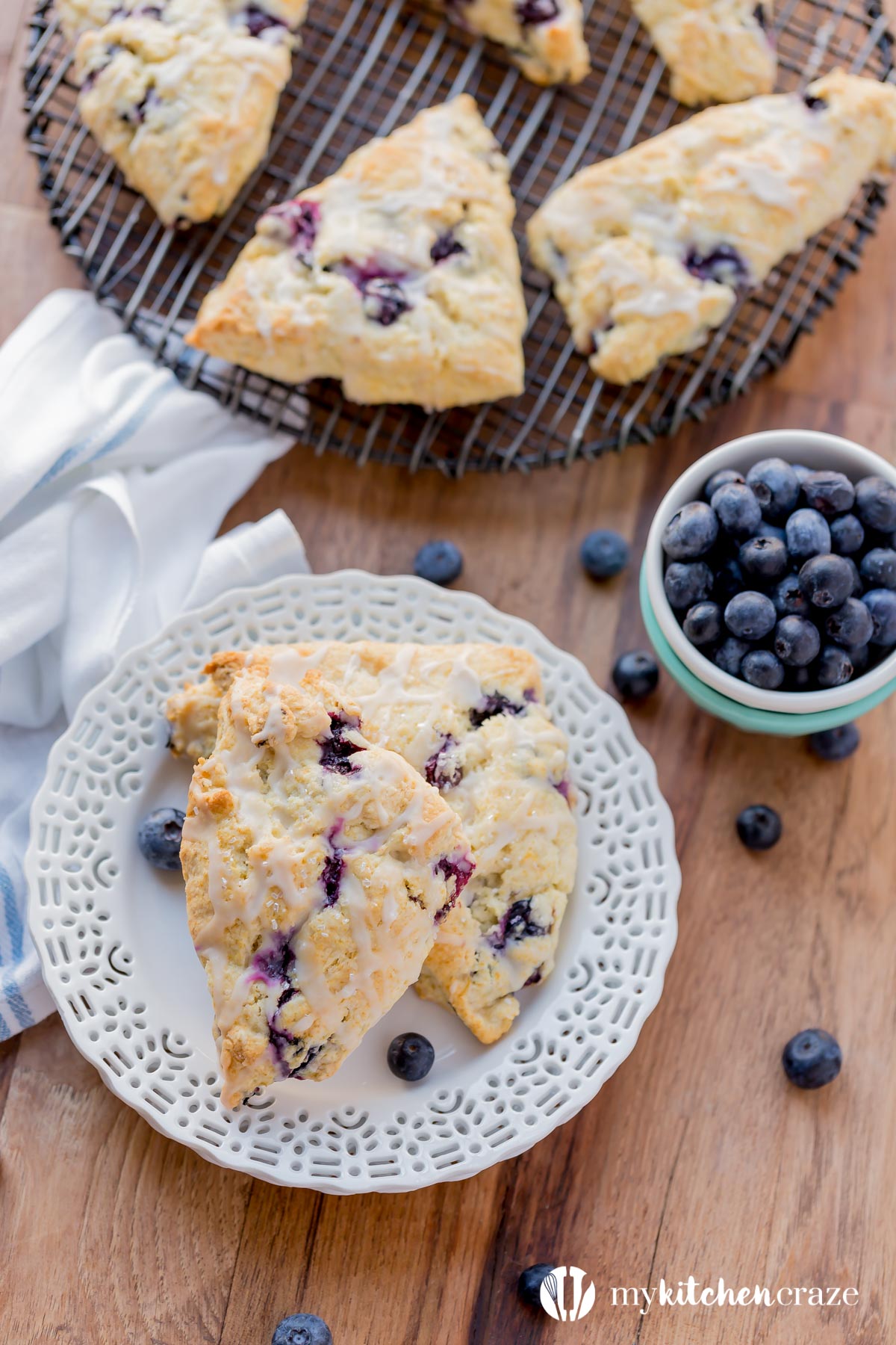 Blueberry Scones with Vanilla Glaze + Video - My Kitchen Craze