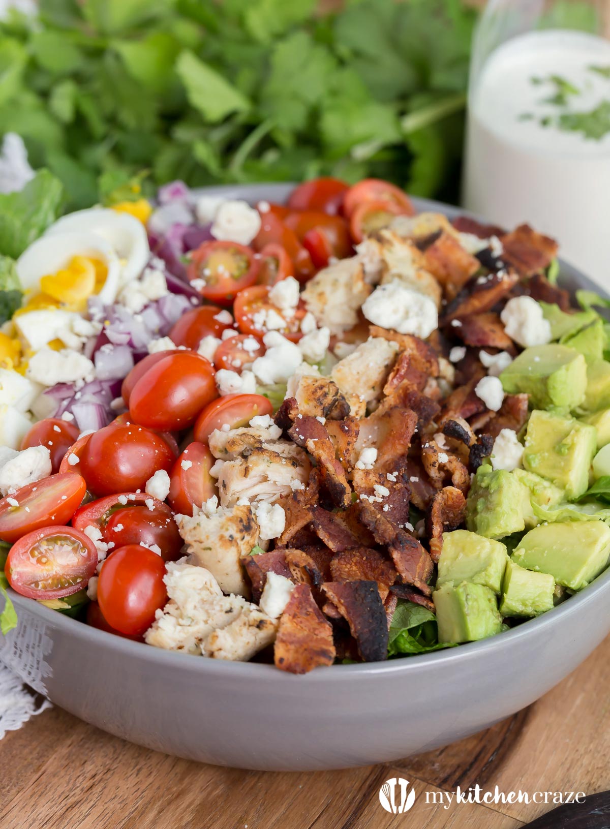 Cobb Salad ~ Crunchy veggies topped with blue cheese crumbles and your favorite dressing. This is one salad that you won’t have a problem eating and enjoying!