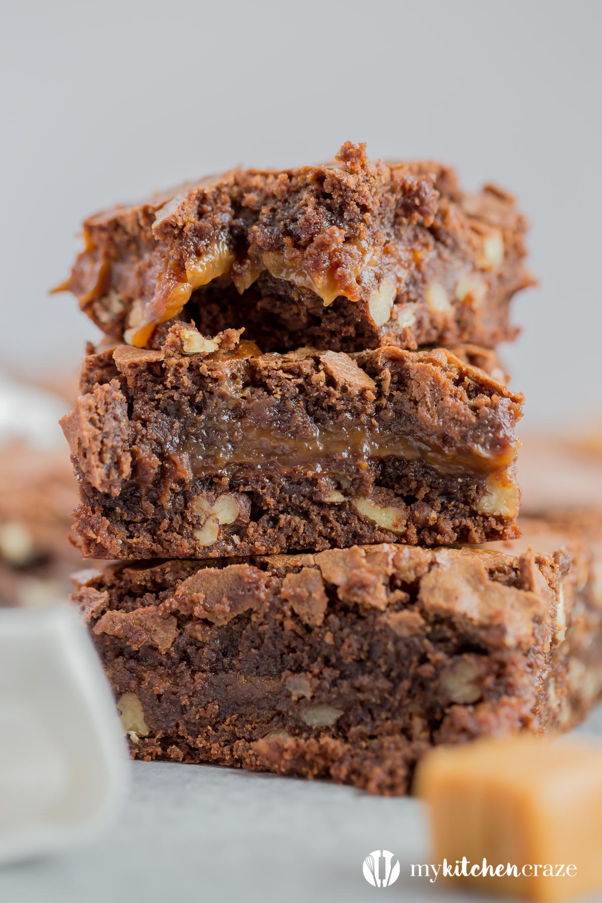 Caramel Pecan Brownies are soft, chewy, chocolate-y with caramel and pecans. These take regular brownies to the next level!