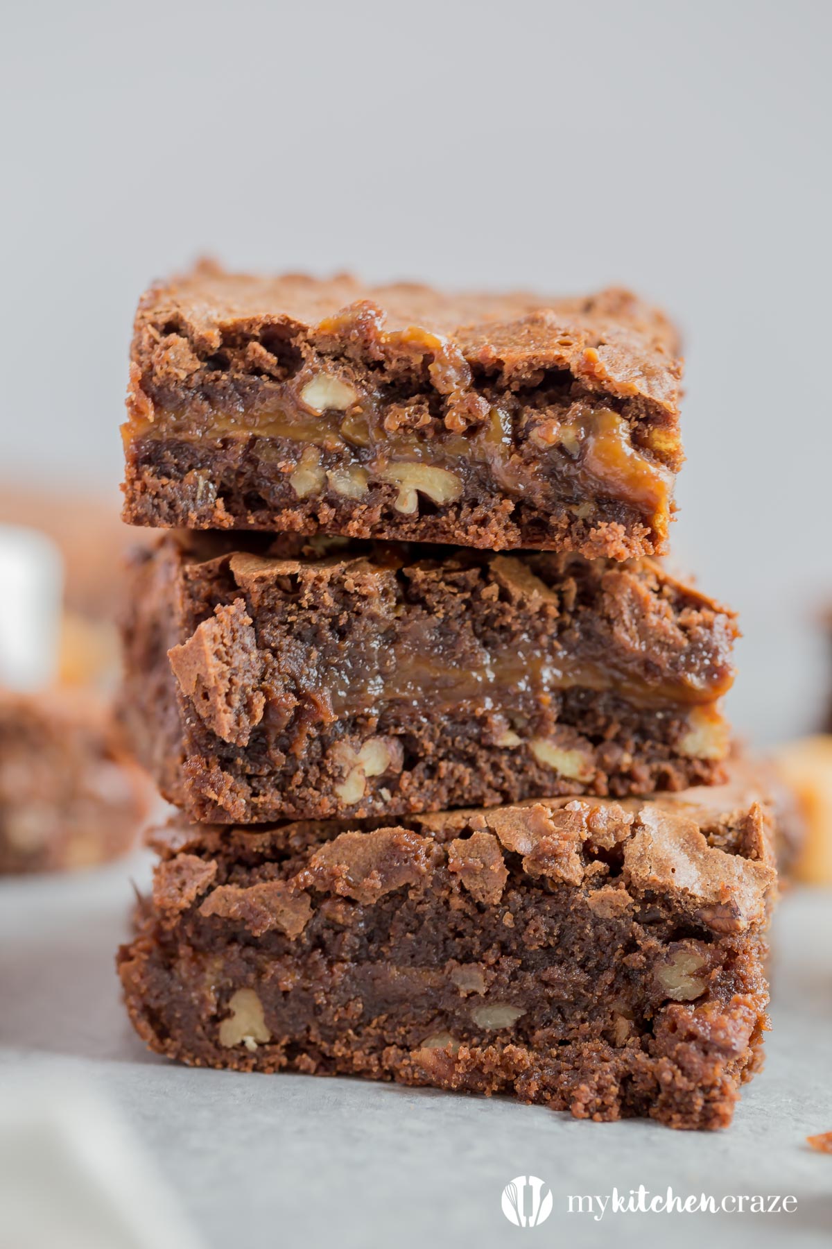 Caramel Pecan Brownies are soft, chewy, chocolate-y with caramel and pecans. These take regular brownies to the next level!