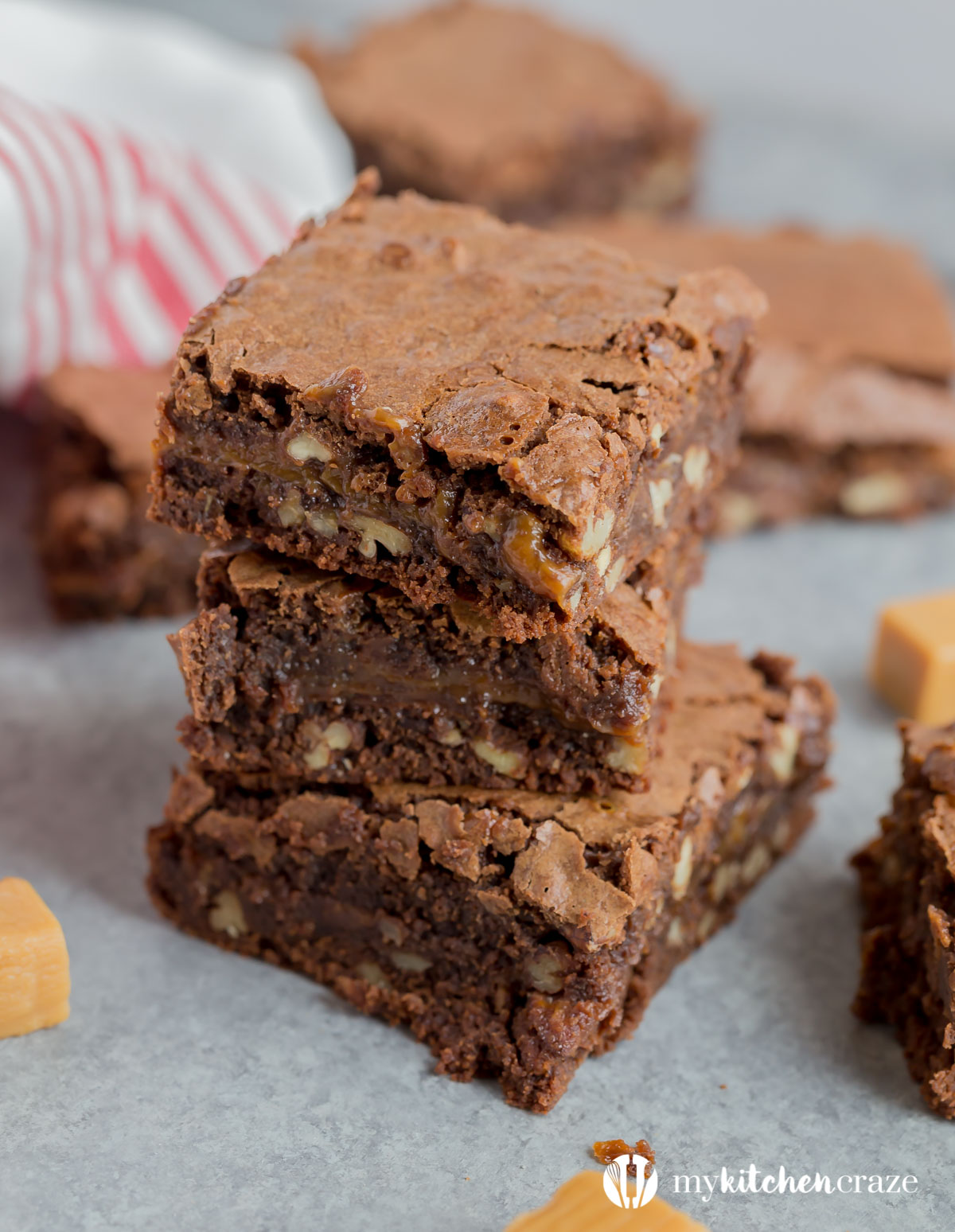 Caramel Pecan Brownies are soft, chewy, chocolate-y with caramel and pecans. These take regular brownies to the next level!