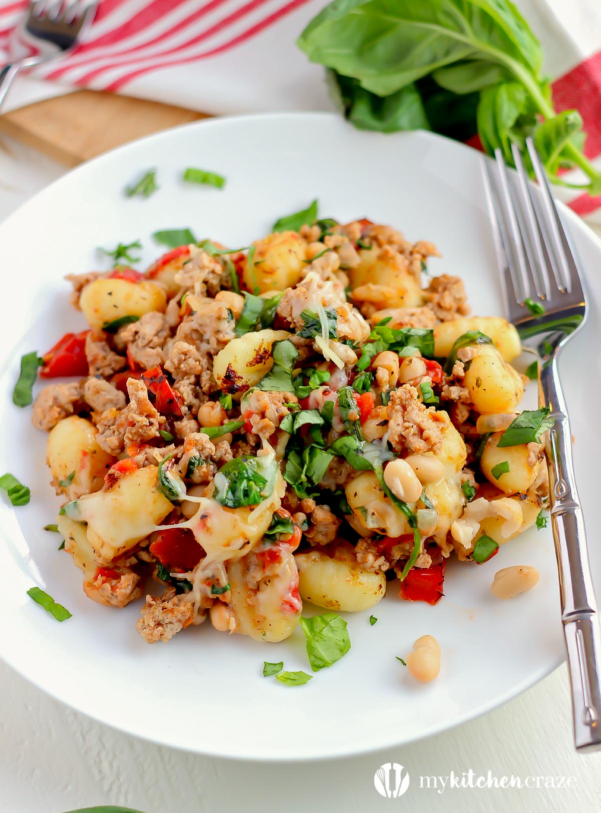 Gnocchi with Turkey & White Beans ~ mykitchencraze.com ~ A no fuss meal that will be on your table within 30 minutes.