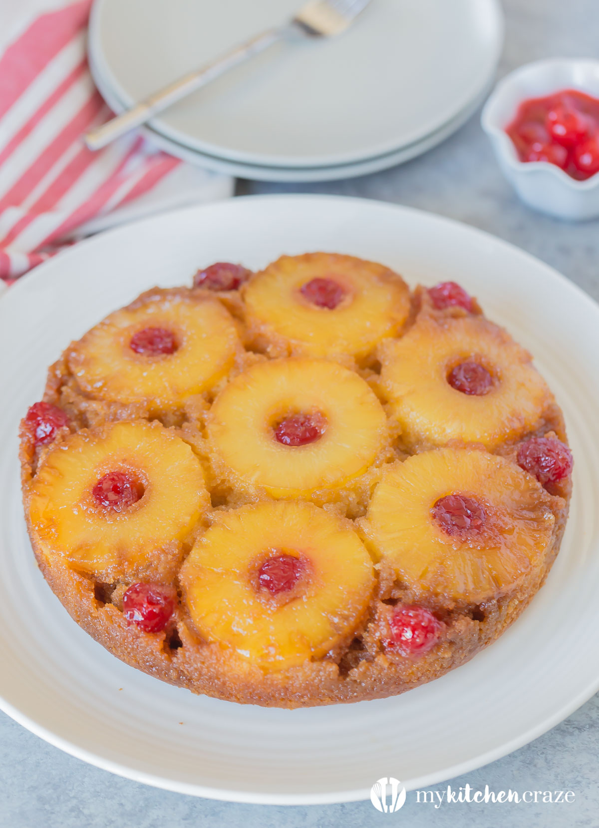 Pineapple Upside Down Cake is one of the best cakes I've ever eaten! It's moist, delicious and all homemade! No cake box needed in this recipe. This cake is screaming make me!