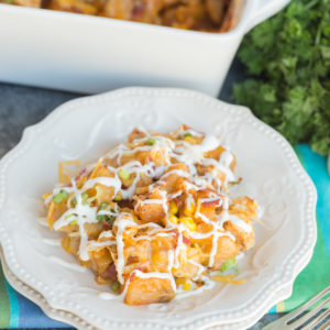 This flavorful Buffalo & Chicken Potato Casserole comes together easily and is always a family favorite dinner recipe!