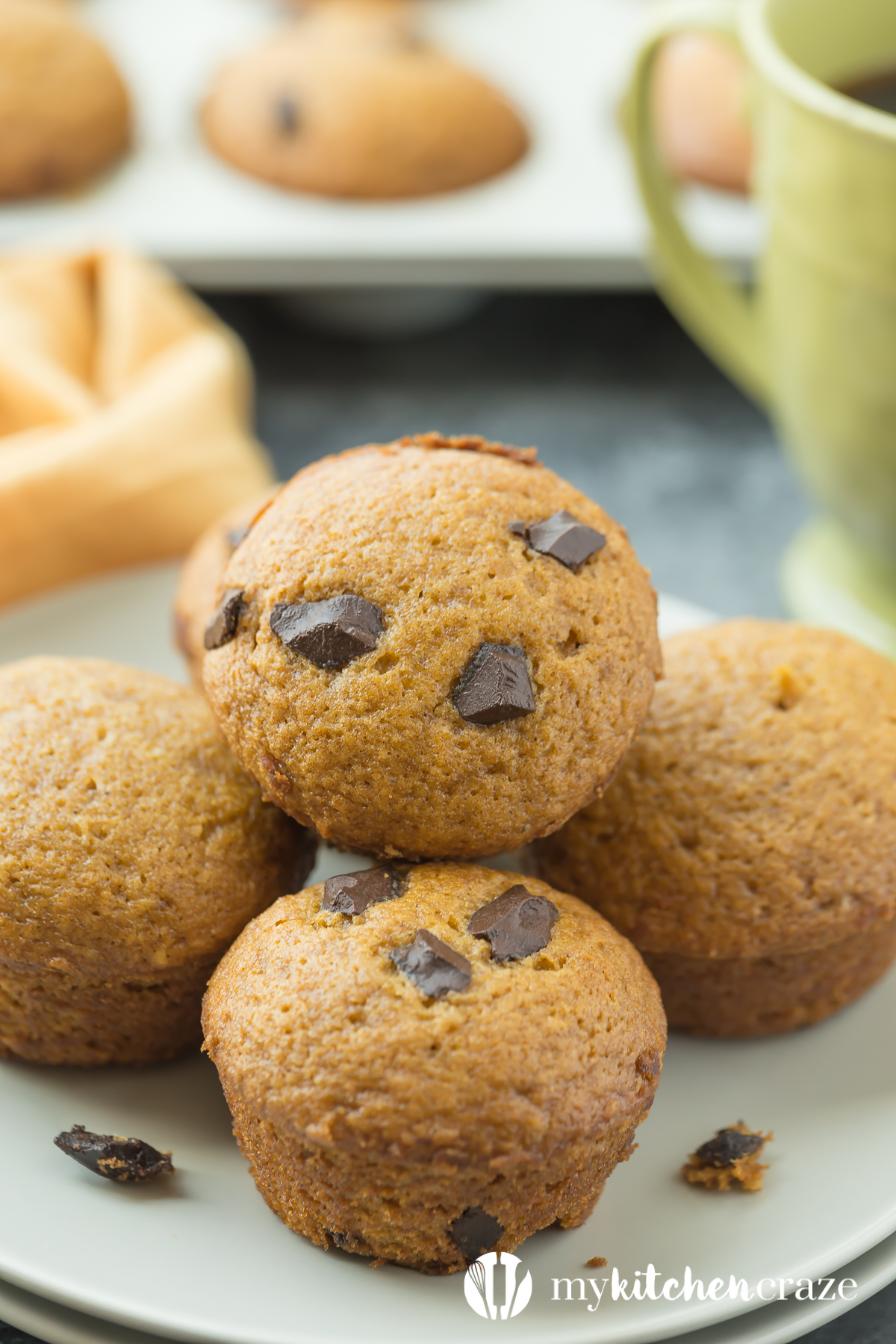 Wake up to a delicious cup of coffee and these moist, flavorful and delicious Pumpkin Muffins. These muffins are perfect for fall! Make sure to grab one because they won't last long!