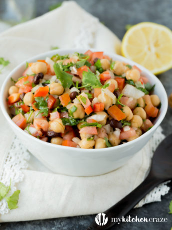 Simple, easy and fresh ingredients are the key to this delicious Tomato Chickpea Salad. You can use it as a side dish or eat it as the main with some protein. Either way, this salad is yummy.
