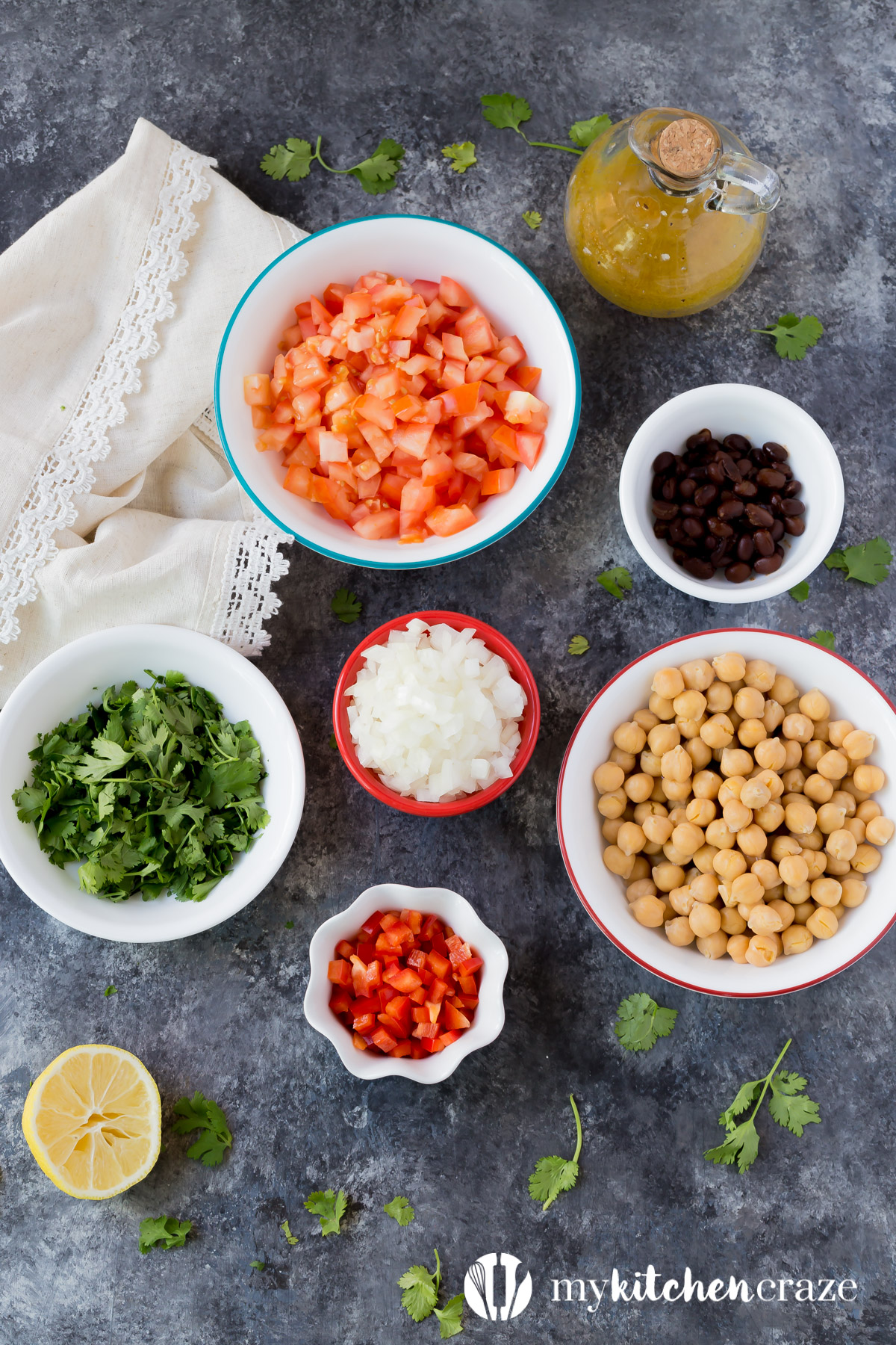 Simple, easy and fresh ingredients are the key to this delicious Tomato Chickpea Salad. You can use it as a side dish or eat it as the main with some protein. Either way, this salad is yummy.